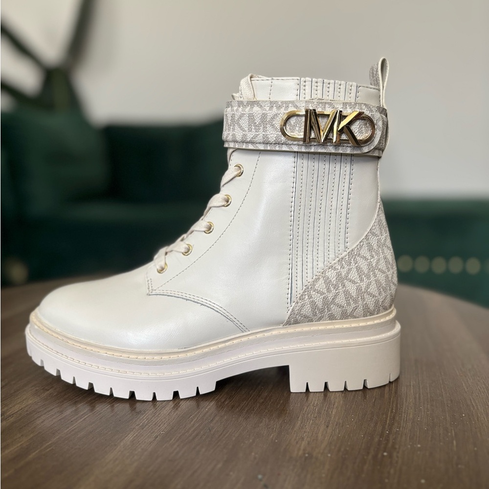 Michael Kors Women's White Combat Boots - Picture 2 of 12